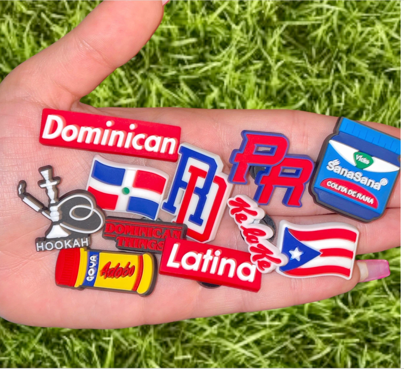 Dominican And Puerto Rican and Cuban shoe charms, flags, hookah Medalla, Vicks jibbitz for croc shoe